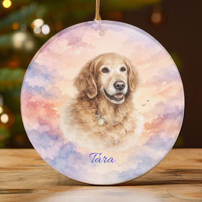 Personalized Pet Memorial Ornament, Custom Dog Photo Forever Loved Remembrance Keepsake
