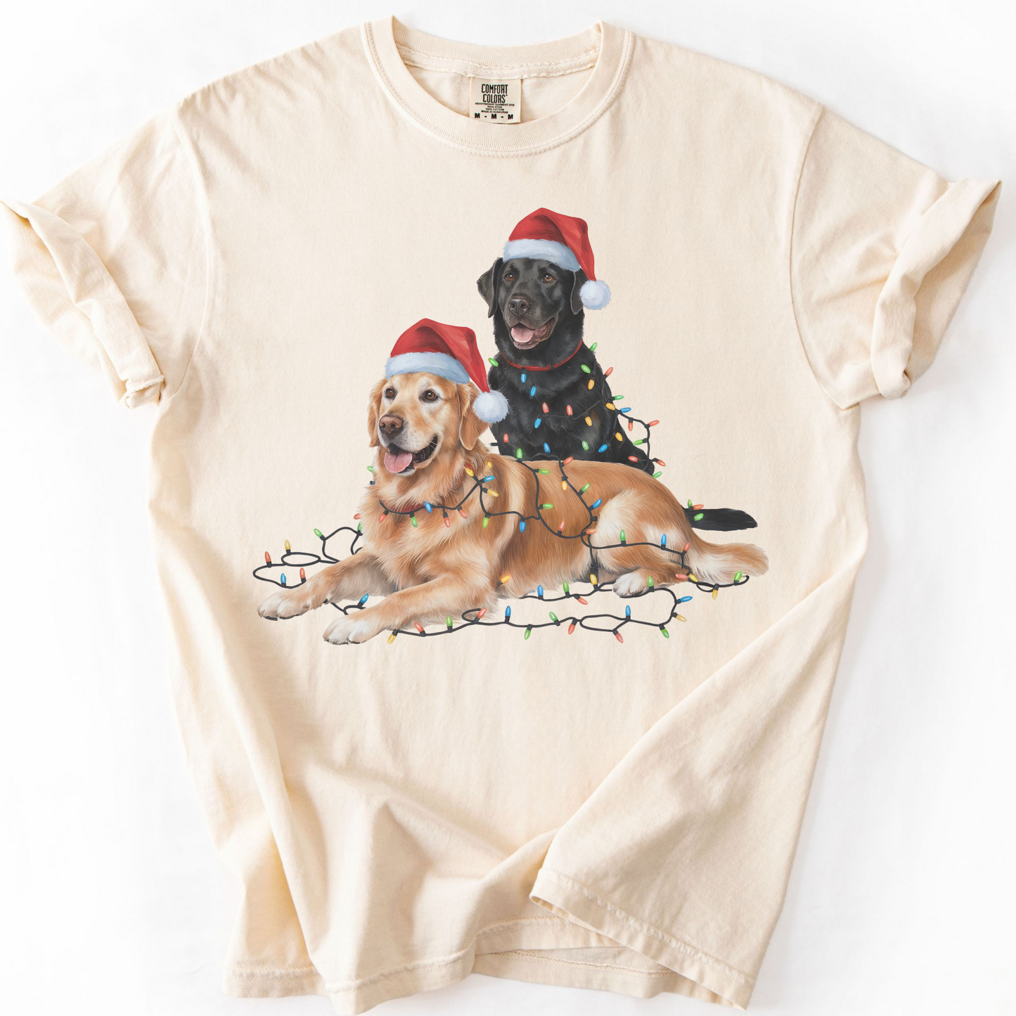 Festive Holiday Christmas Dog Shirt, Santa Hat Labrador Tee, Labrador Golden Retriever Shirt, Christmas Gift for Dog Lovers