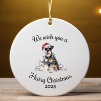 Load image into Gallery viewer, Christmas Schnauzer Ornament, Christmas Lights Dog Keepsake
