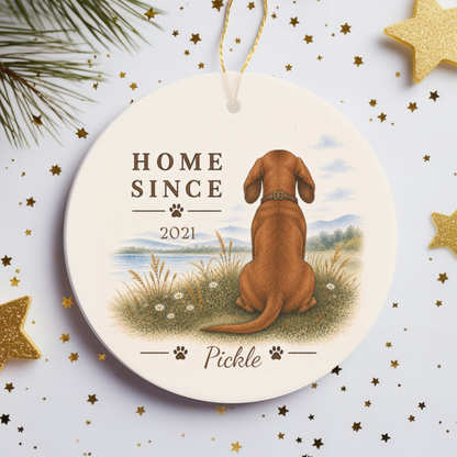 Personalized Red Dachshund Ornament, Double Sided Gotcha Day Gift, Custom Dog Keepsake
