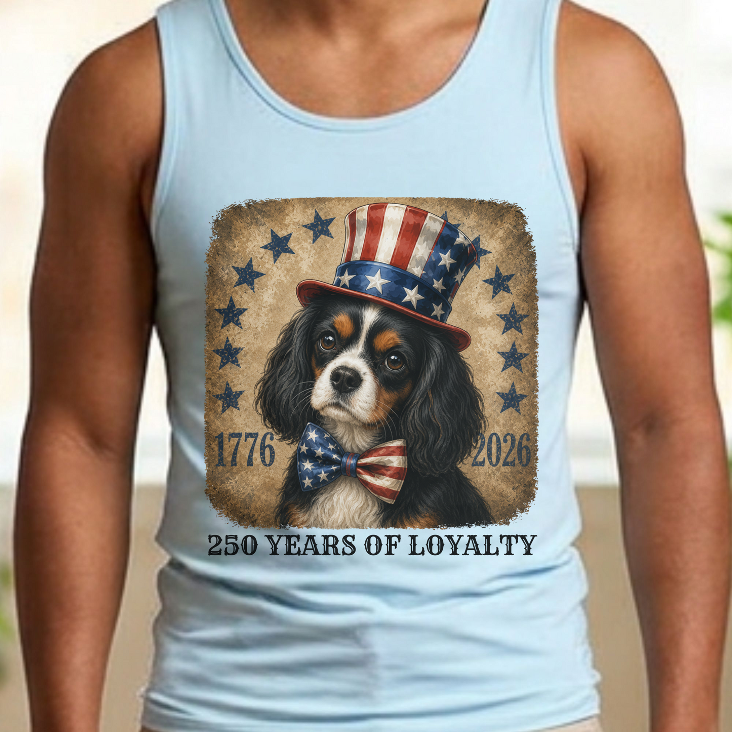 Tricolor Cavalier Patriotic Tank Top, 250 Years of Loyalty