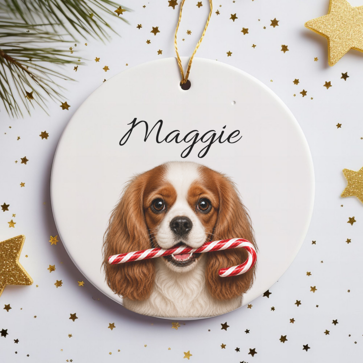 Personalized Blenheim Cavalier Candy Cane Ornament