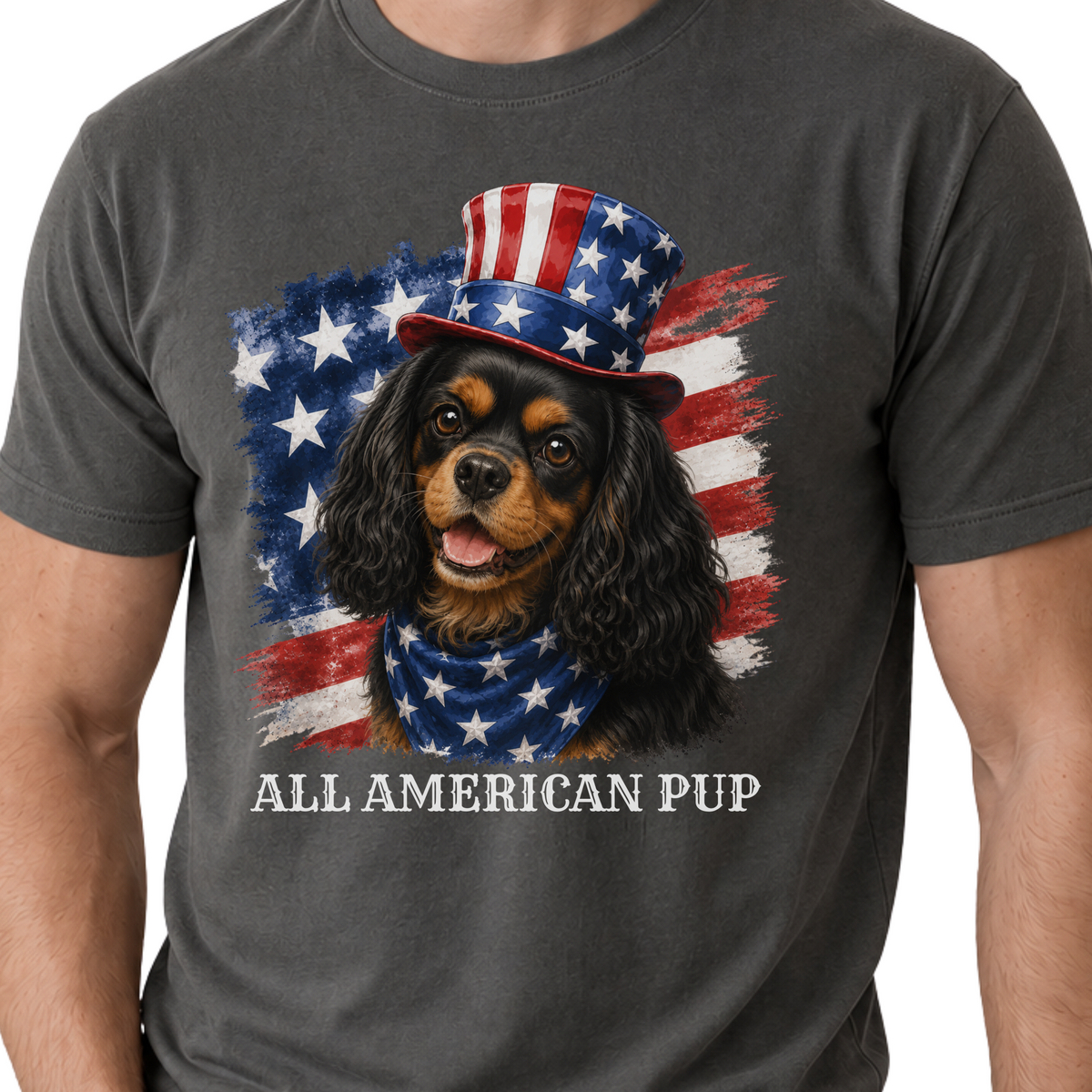 Black and Tan Cavalier Shirt, Patriotic Cavalier King Charles Spaniel Tee