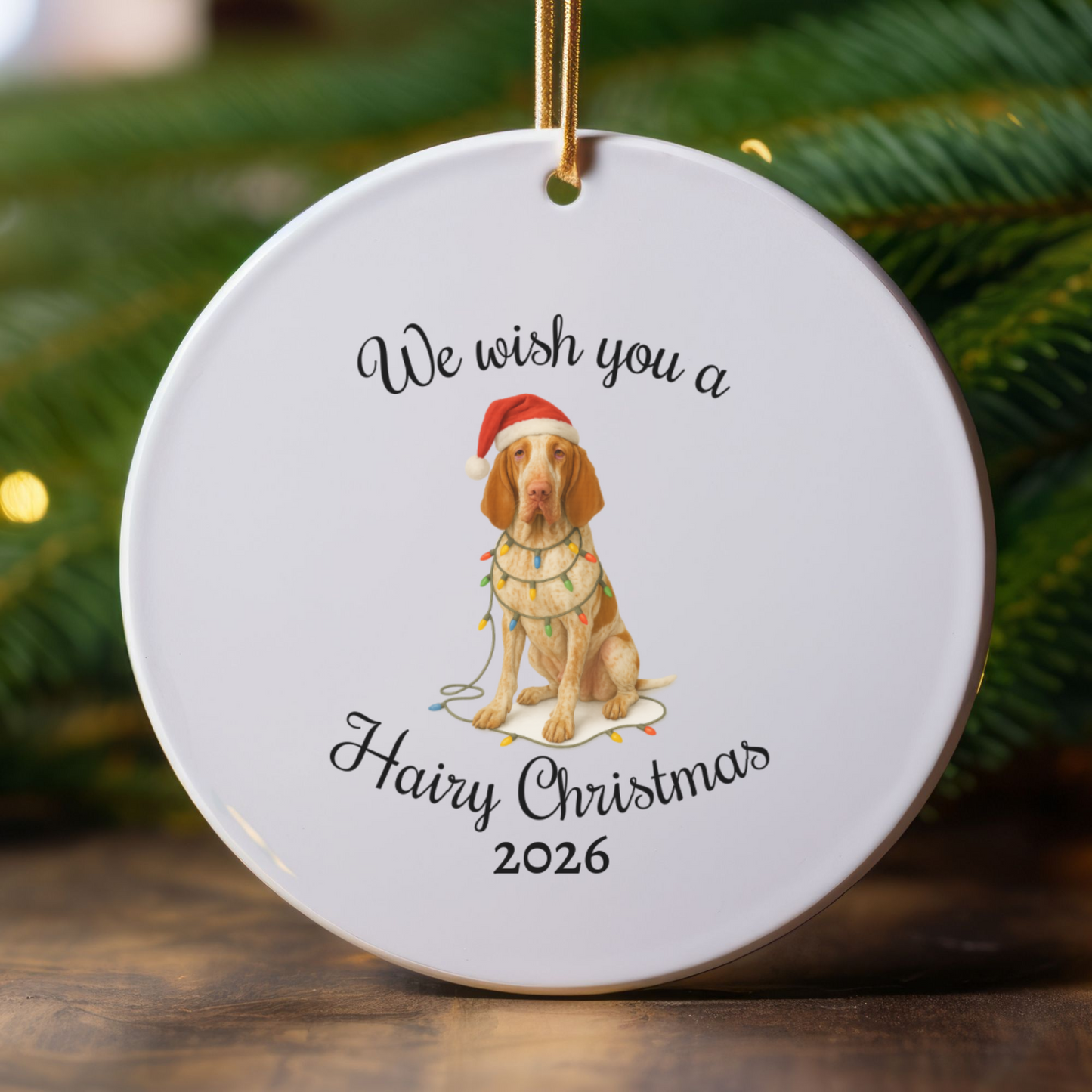 Bracco Italiano Ornament, Personalized Christmas Dog Keepsake, Holiday Pet Lover Gift, Ceramic Holiday Decoration, Custom Date