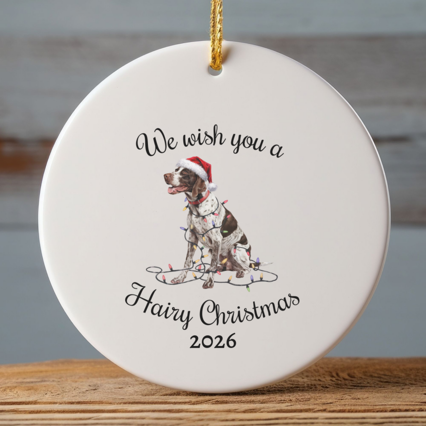Christmas English Pointer Ornament, Christmas Lights Dog Keepsake