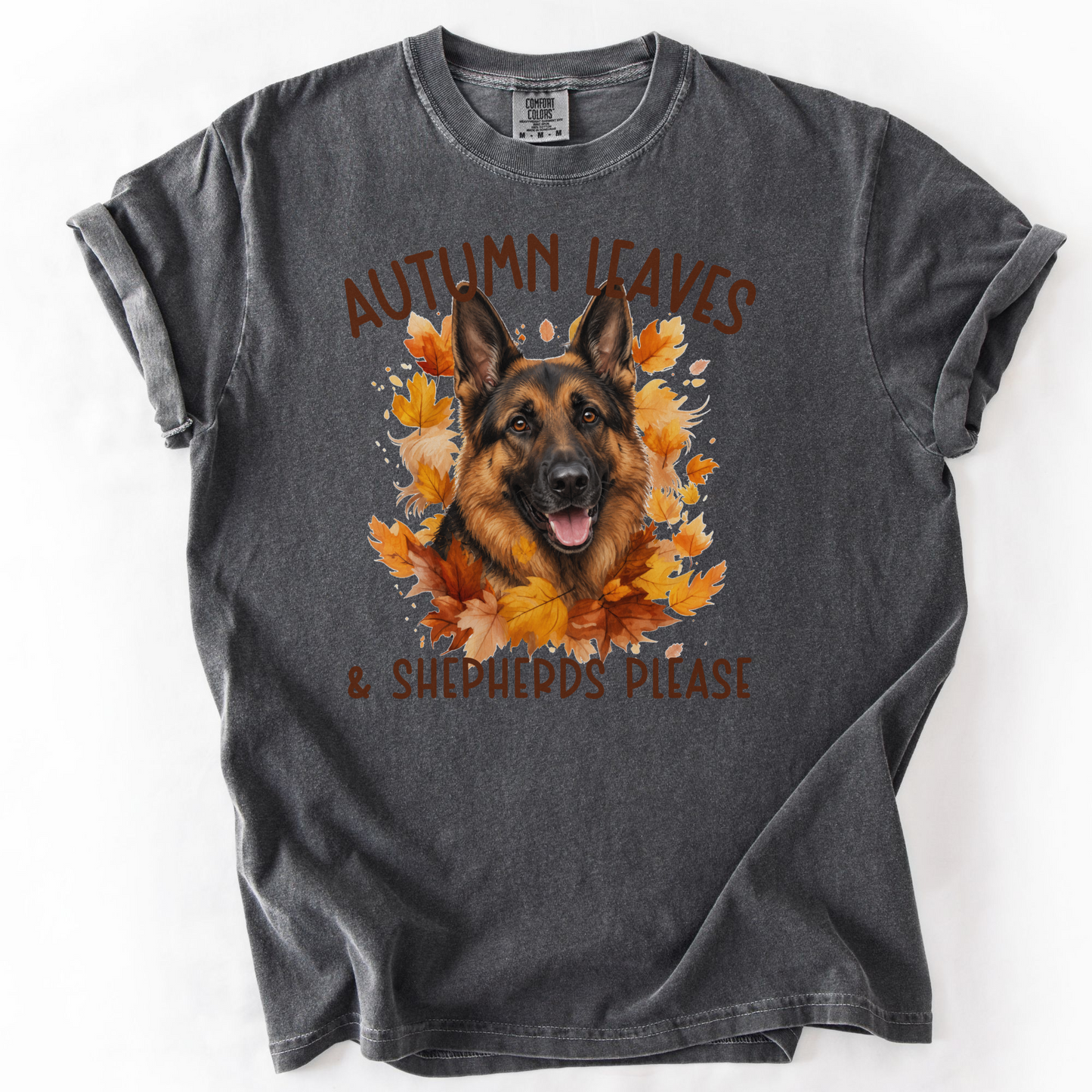 German Shepherd Mom Fall Shirt, Autumn Leaves & Shepherds Please