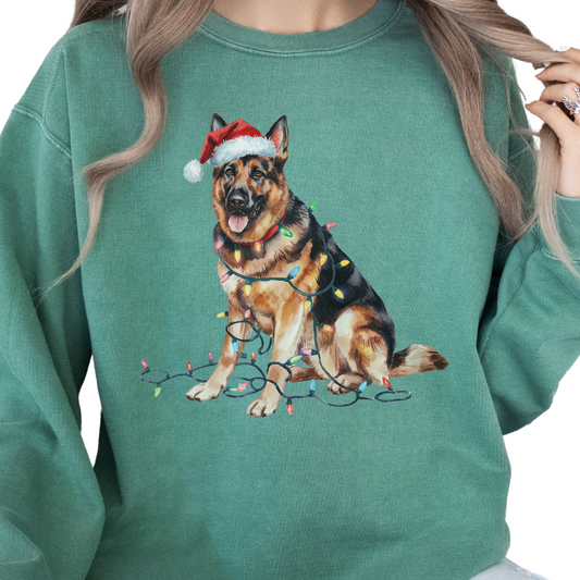 German Shepherd Christmas Lights Sweatshirt