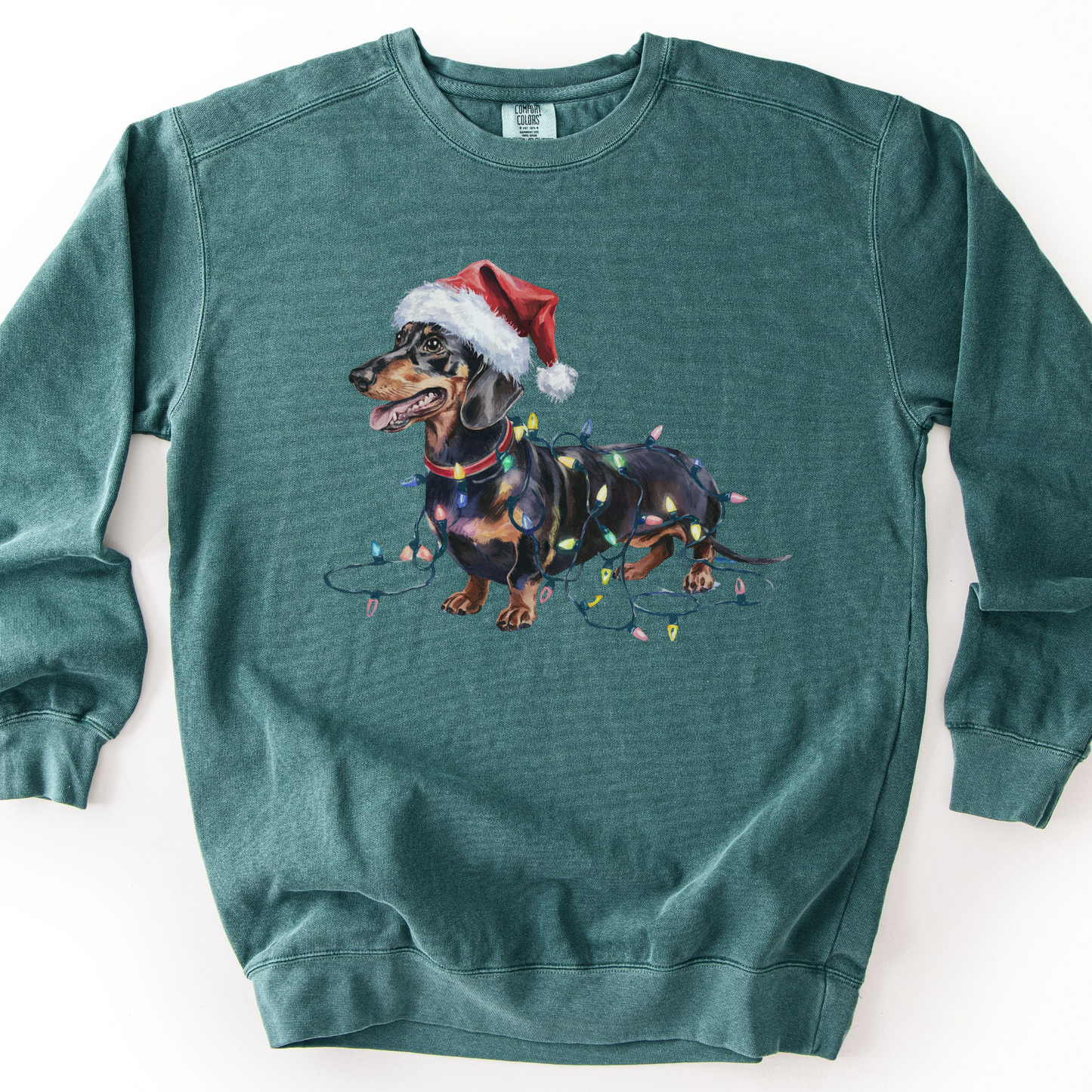 Black and Tan Dachshund Christmas Lights Sweatshirt