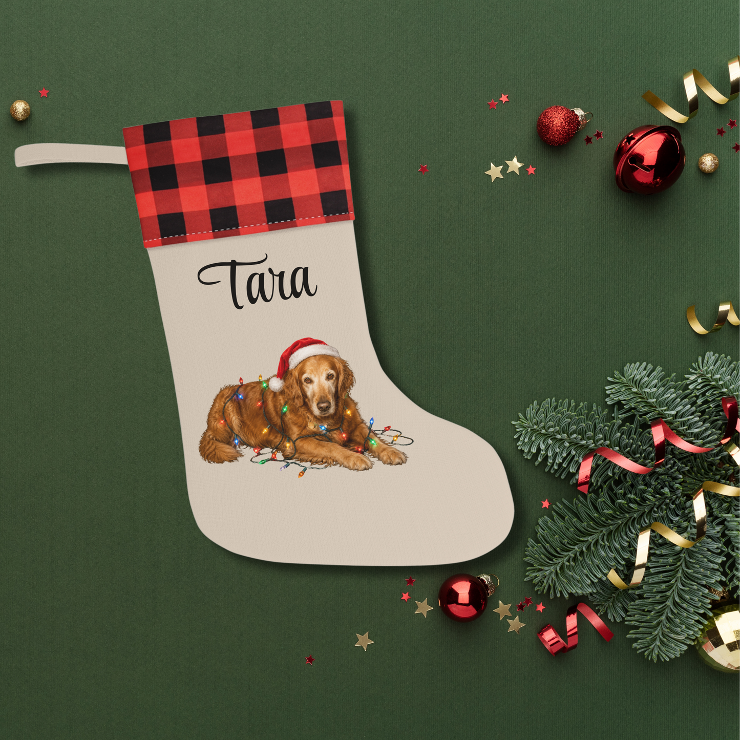 Personalized Dog Photo Christmas Stocking Custom Pet Name Holiday Decor