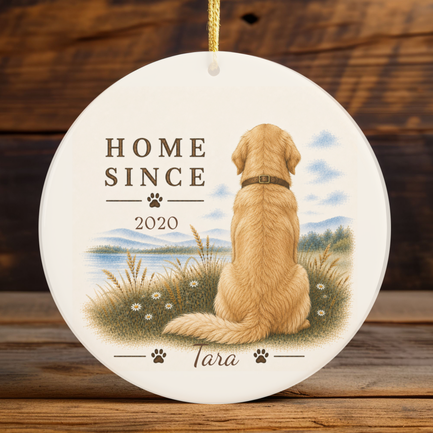 Personalized Golden Retriever Ornament, Double Sided Gotcha Day Gift, Custom Dog Keepsake