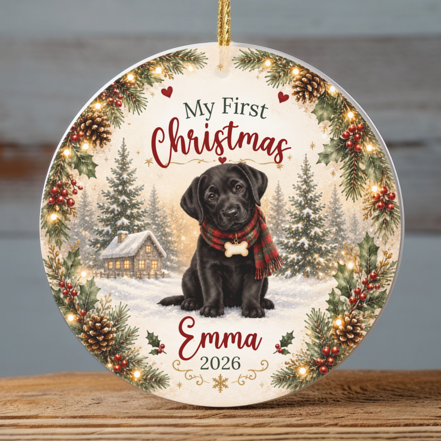 Personalized First Christmas Pet Ornament Custom Dog Memorial Photo Keepsake Gift