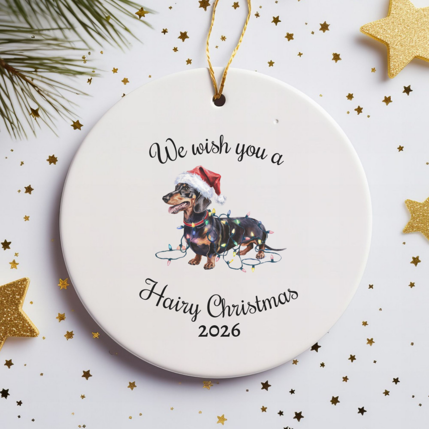 Christmas Dachshund Ornament, Christmas Lights Dog Keepsake
