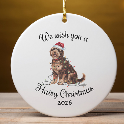 Christmas Portuguese Water Dog Ornament, Christmas Lights Dog Keepsake