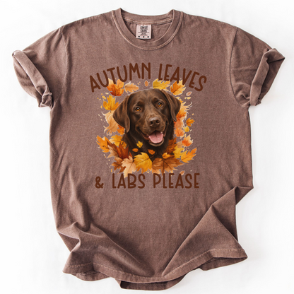 Chocolate Lab Mom Fall Shirt, Autumn Leaves & Labs Please