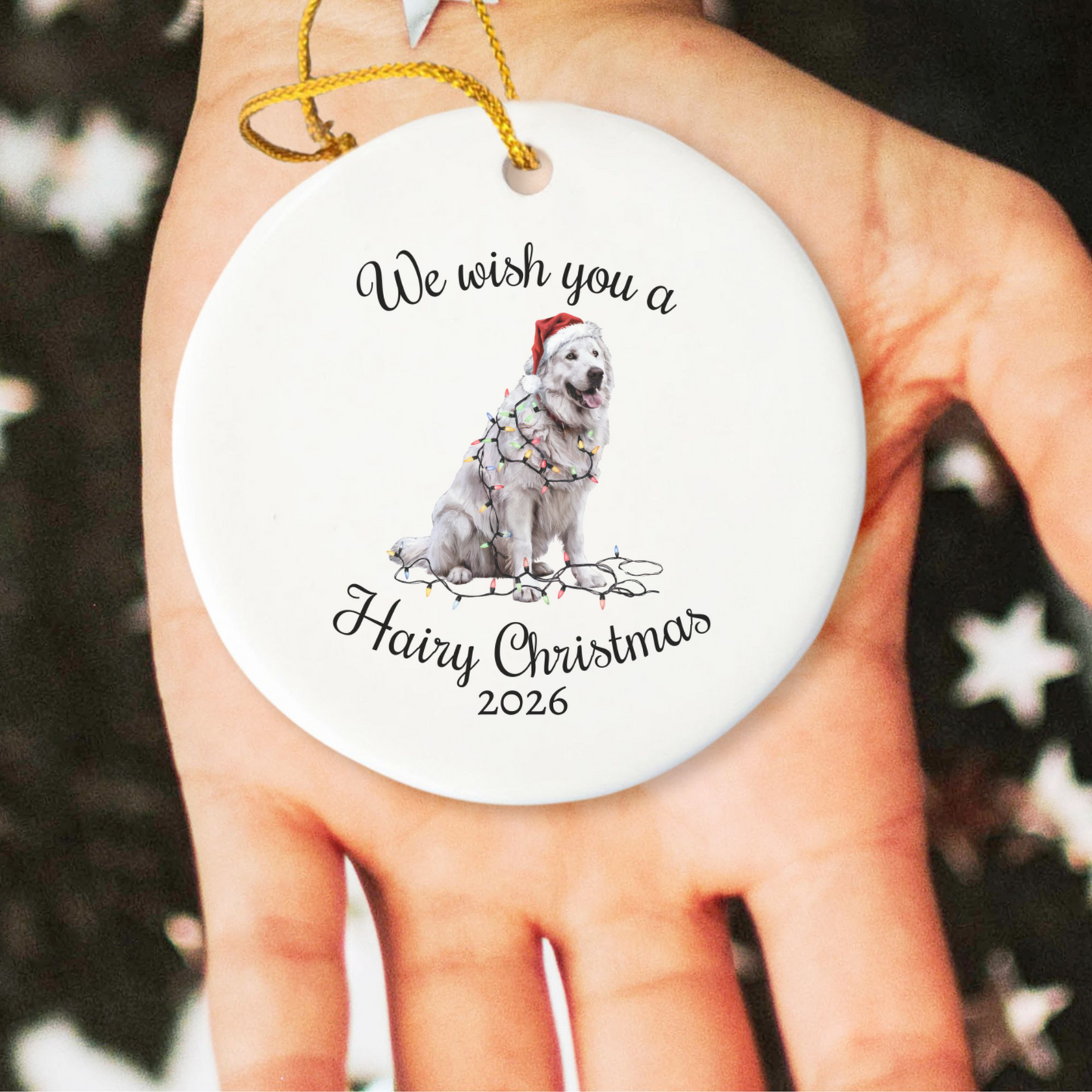 Christmas Great Pyrenees Ornament, Christmas Lights Dog Keepsake