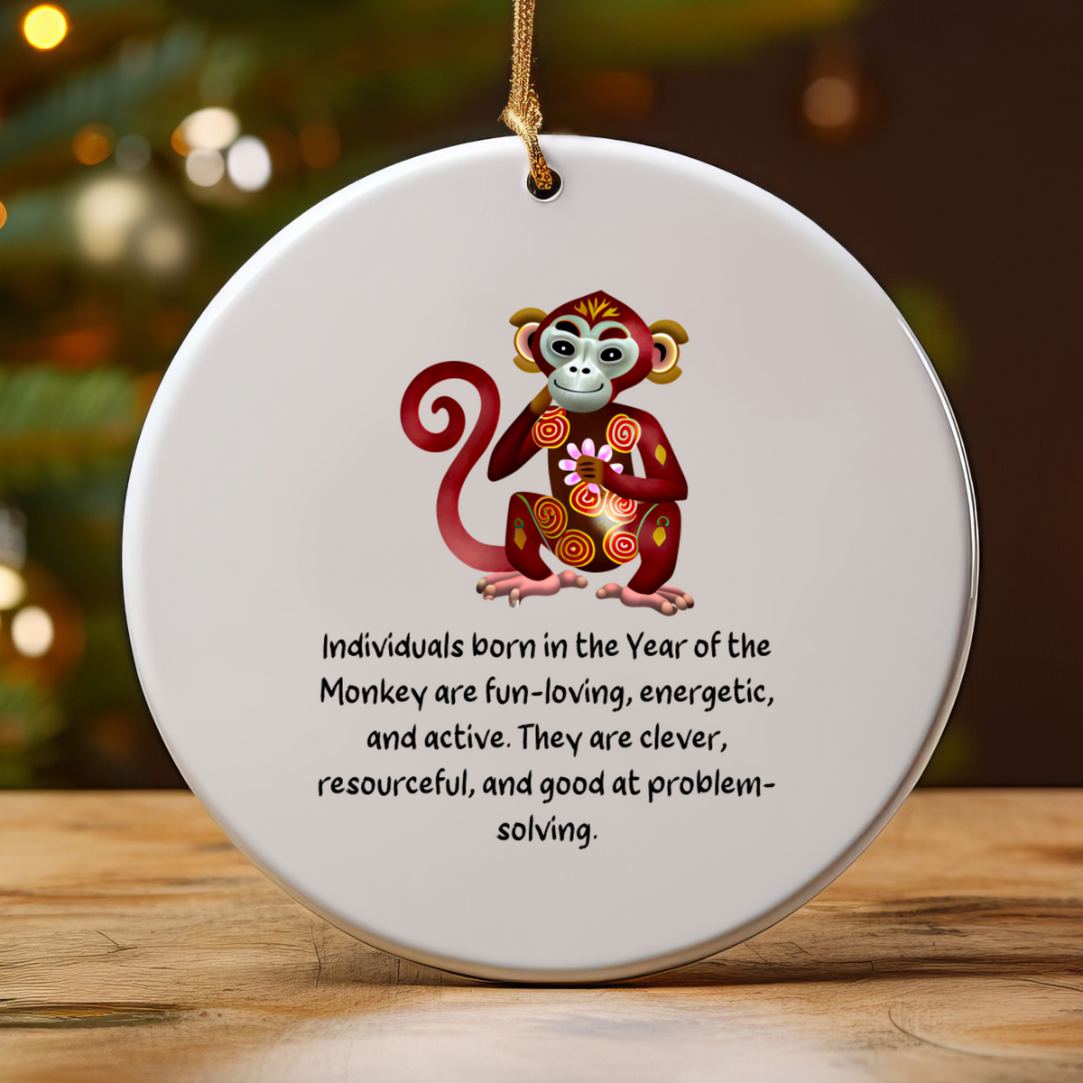 Chinese Zodiac Monkey Ornament, Year of the Monkey Horoscope Gift, Lunar New Year