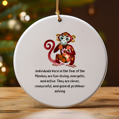 Chinese Zodiac Monkey Ornament, Year of the Monkey Horoscope Gift, Lunar New Year
