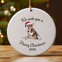Load image into Gallery viewer, Christmas Black Chihuahua Ornament, Christmas Lights Dog Keepsake
