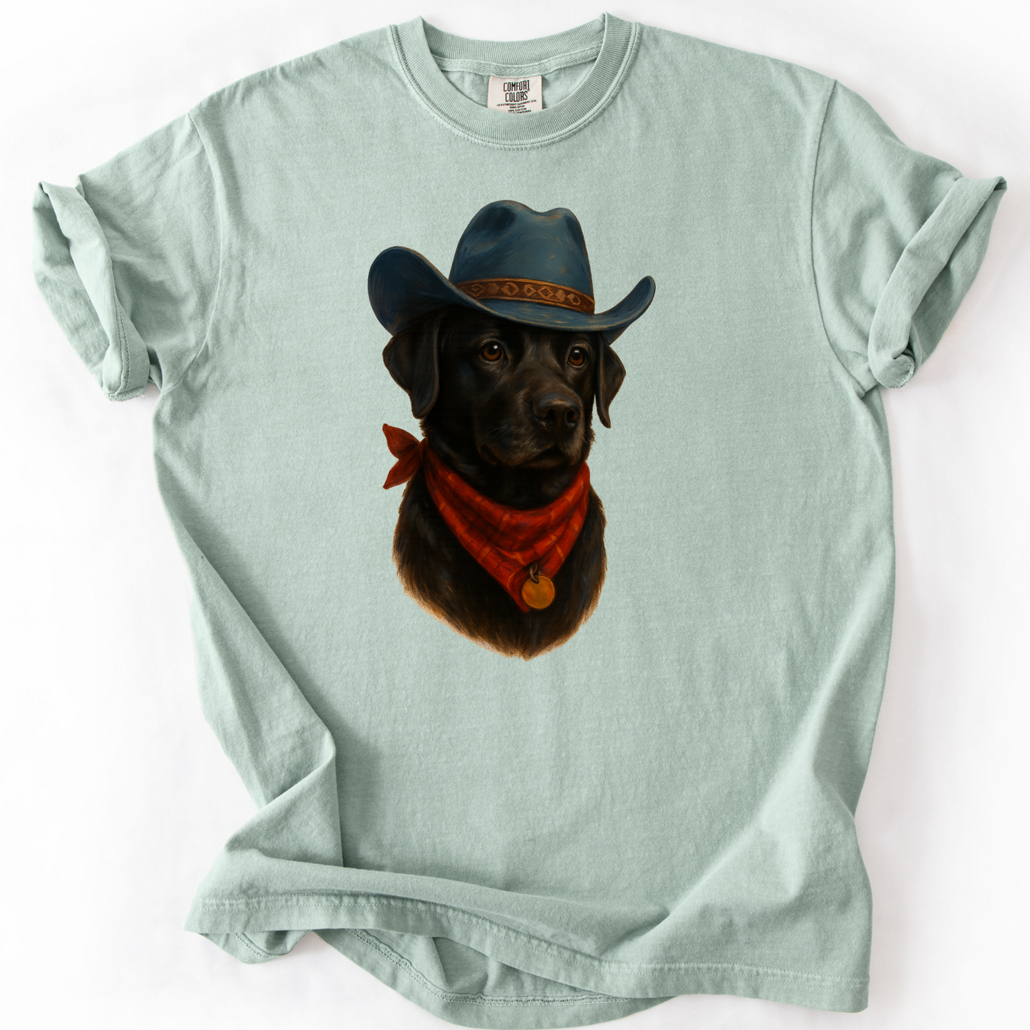 Custom Cowboy Dog Shirt Personalized Western Pet Portrait Comfort Colors Tee