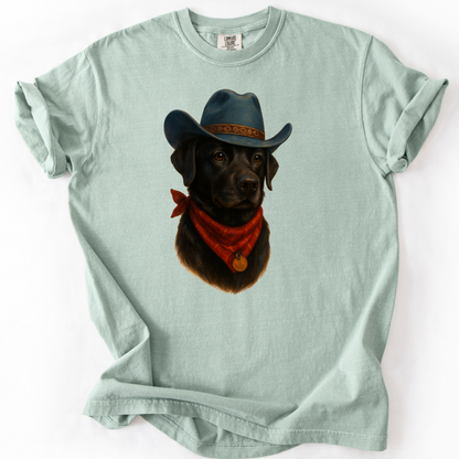 Custom Cowboy Dog Shirt Personalized Western Pet Portrait Comfort Colors Tee