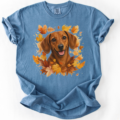 Red Dachshund Fall Shirt | Autumn Dog Mom Comfort Colors Tee