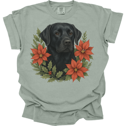 Black Lab Poinsettia Christmas Shirt