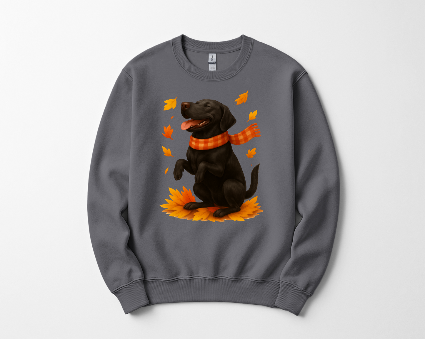 Black Labrador Autumn Sweatshirt, Cute Fall Dog Shirt, Dog Lovers Gift, Cozy Dog Sweater, Labrador in Leaves, Gift For Pet Moms