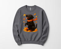 Load image into Gallery viewer, Black Labrador Autumn Sweatshirt, Cute Fall Dog Shirt, Dog Lovers Gift, Cozy Dog Sweater, Labrador in Leaves, Gift For Pet Moms
