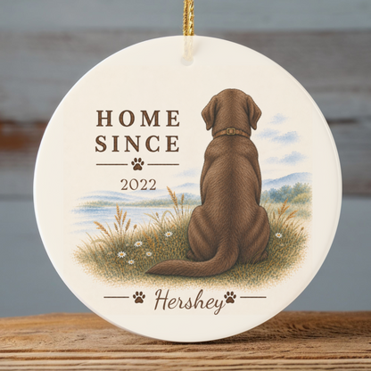 Personalized Chocolate Lab Ornament, Double Sided Labrador Gotcha Day Gift, Custom Dog Keepsake