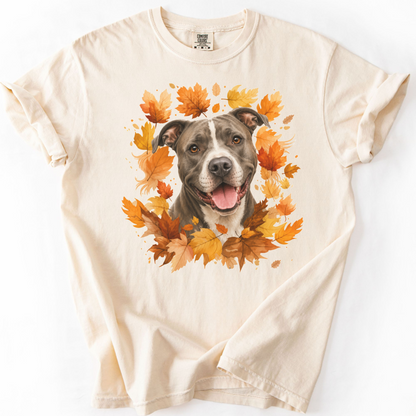 Pitbull Fall Shirt, Autumn Dog Mom Comfort Colors Tee