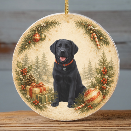 Custom Dog Photo Ornament, Personalized Name and Year, Double Sided Christmas Ornament