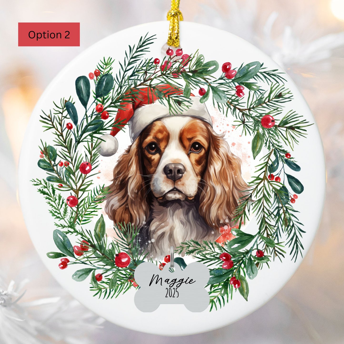 Personalized Cavalier King Charles Spaniel Christmas Ornament