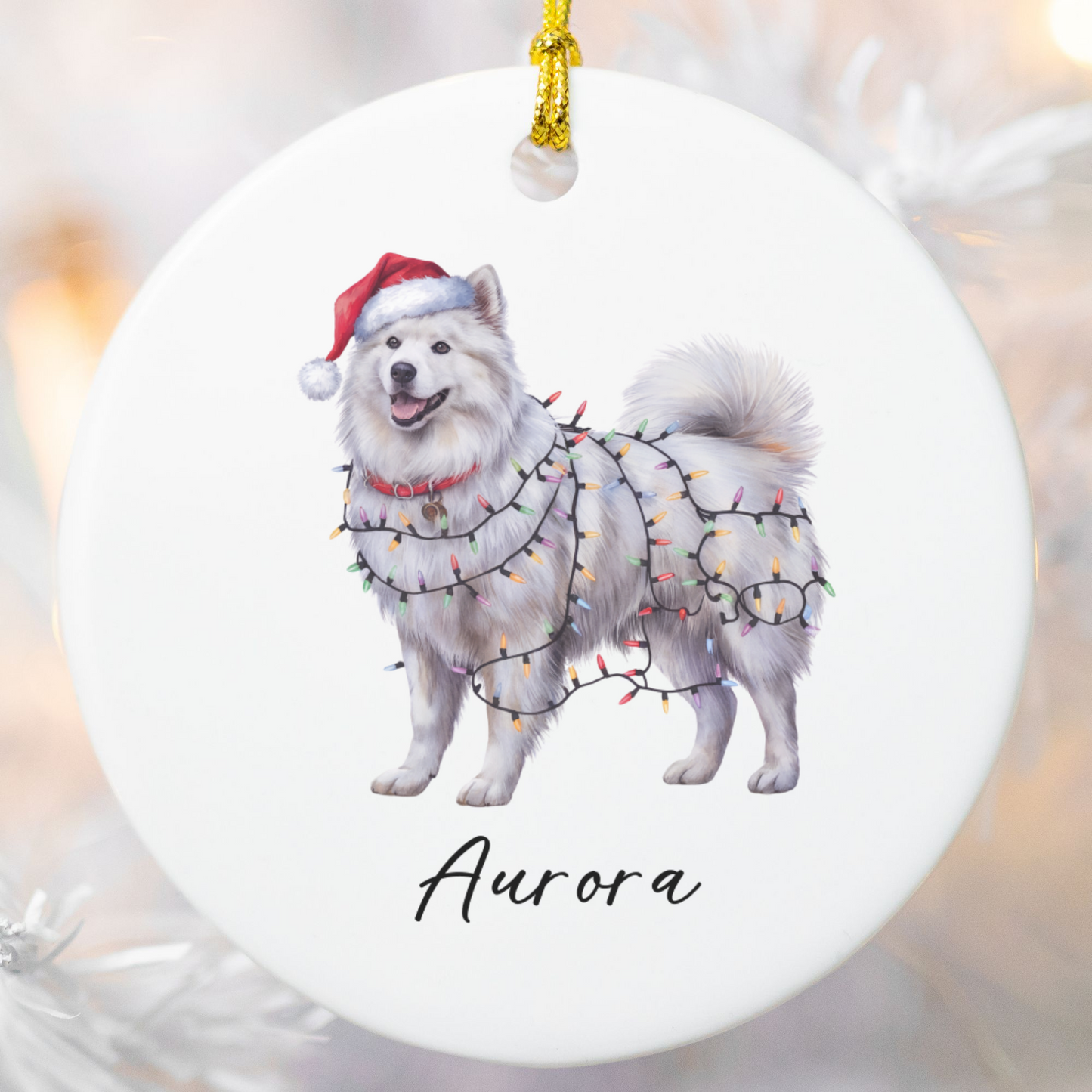 Personalized Samoyed Ornament, Custom Dog Lover Gift