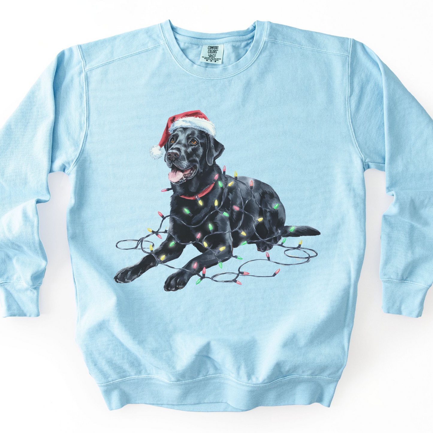 Black Lab Christmas Lights Sweatshirt