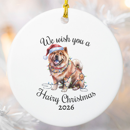 Christmas Chow Chow Ornament, Christmas Lights Dog Keepsake