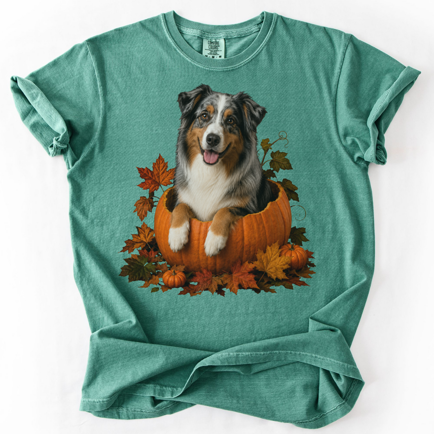 Australian Shepherd Pumpkin Shirt Fall Dog Lover Autumn Comfort Colors Graphic Tee Gift Apparel