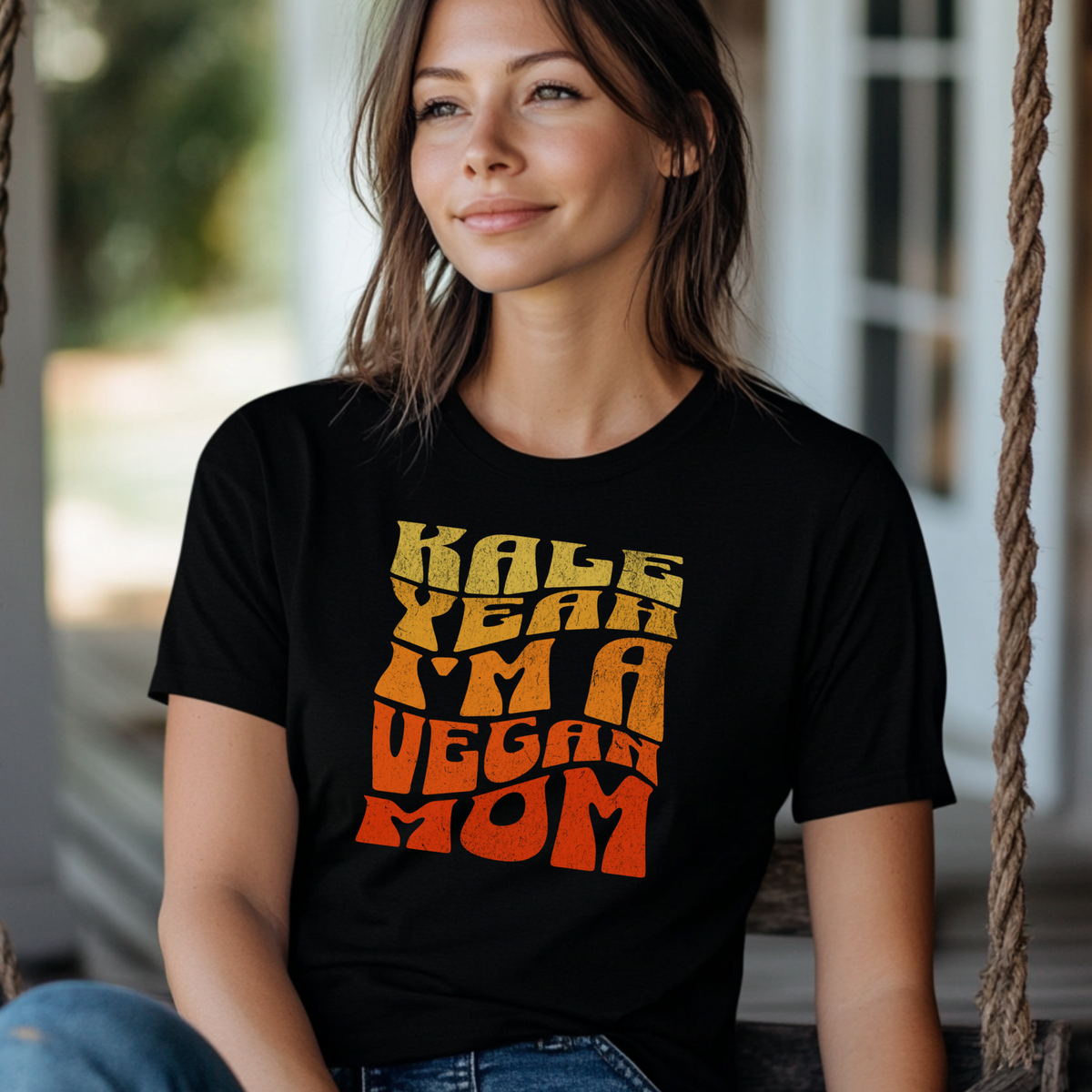 Kale Yeah I'm a Vegan Mom Shirt, Funny Retro Vegan T-Shirt for Plant-Based Mamas, Cool Gift for Vegan Moms, Vegan Mothers Day Shirt