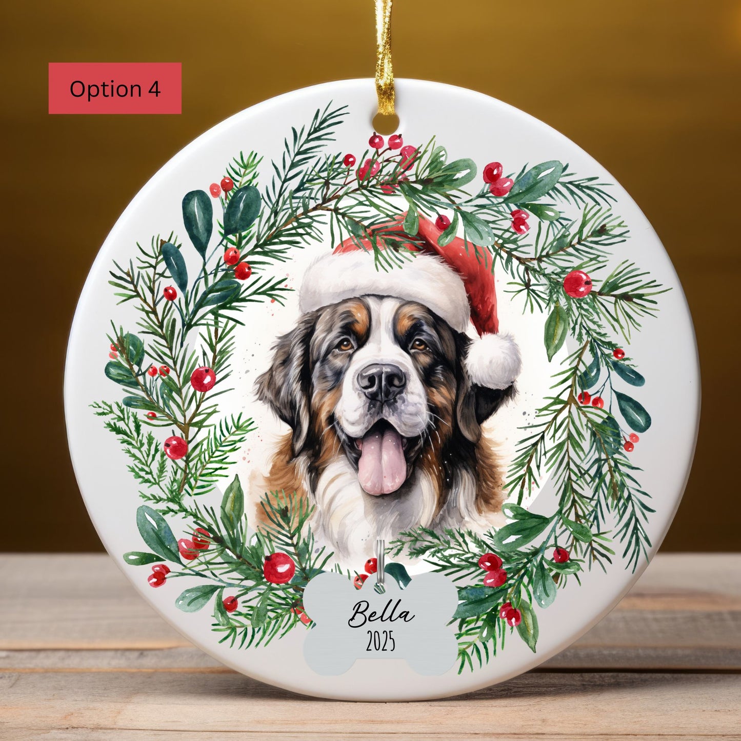 Personalized Saint Bernard Christmas Ornament
