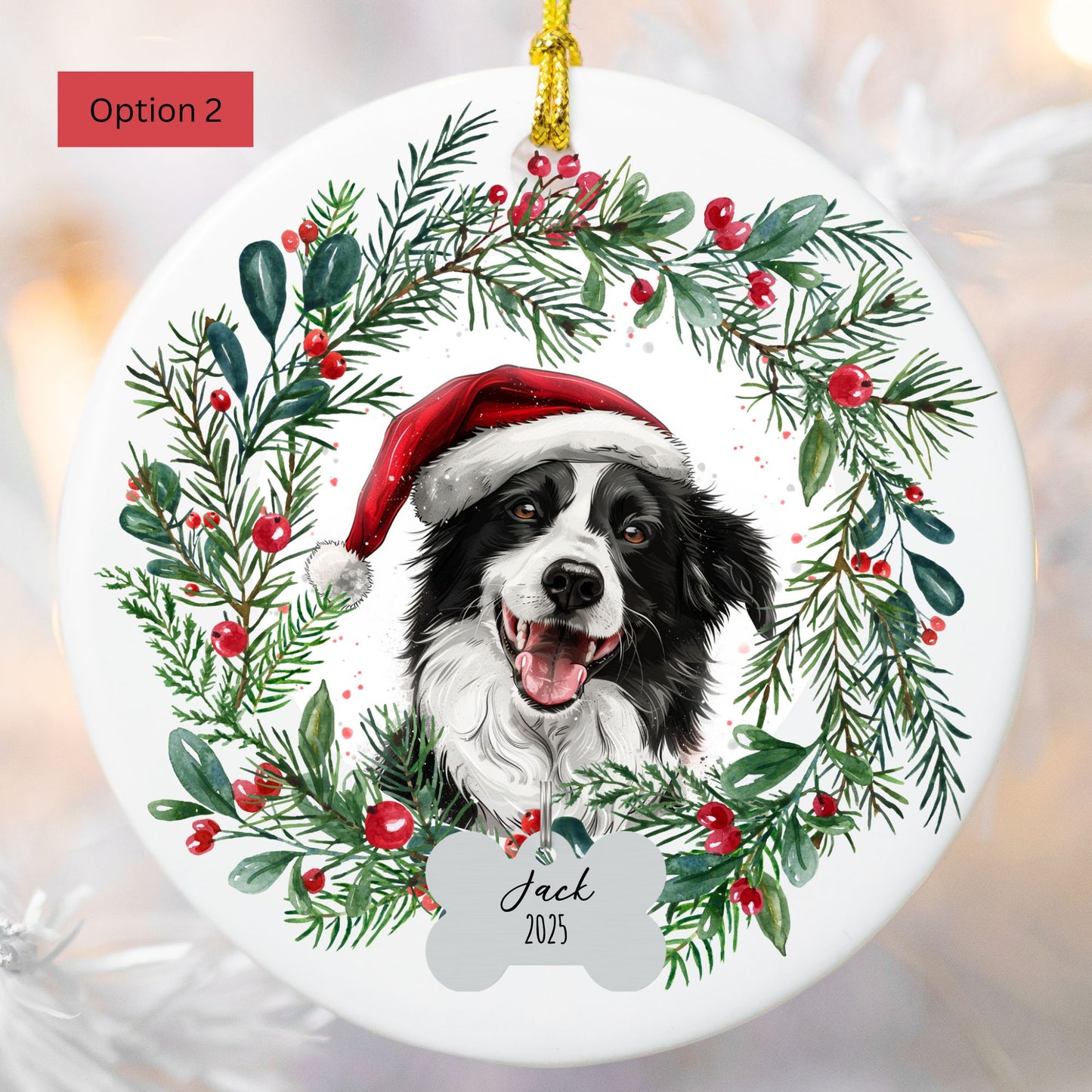 Personalized Border Collie Christmas Ornament