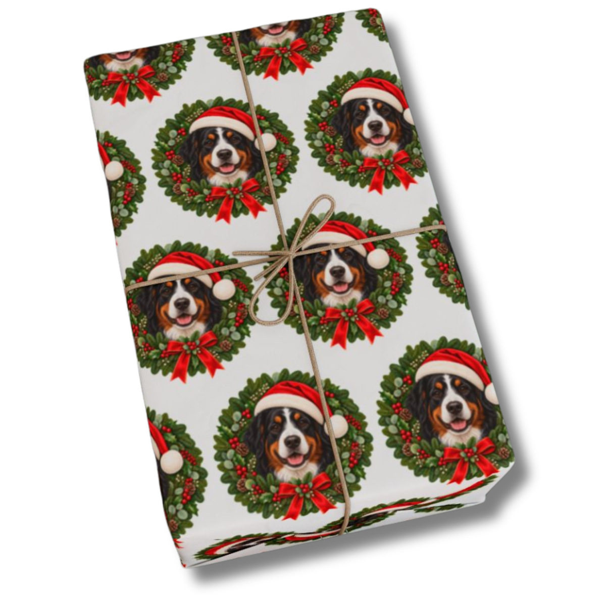 Bernese Mountain Dog Christmas Wrapping Paper, Holiday Gift Wrap for Berner Lovers, Festive Dog Paper