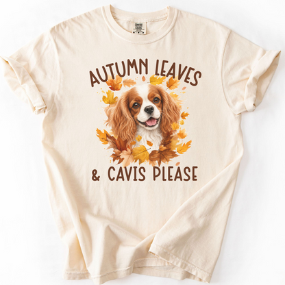 Blenheim Cavalier Mom Fall Shirt, Autumn Leaves & Cavaliers Please