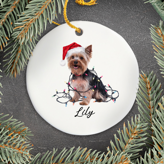 Yorkshire Terrier Ornament, Personalized Dog Christmas Keepsake