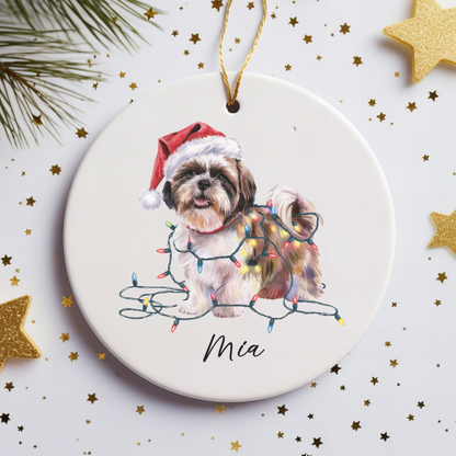 Shih Tzu Ornament Personalized Gift, Custom Holiday Pet Decor