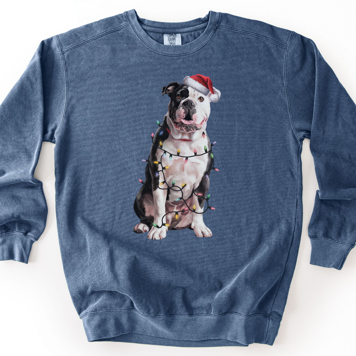 American Bulldog Christmas Lights Sweatshirt, Festive Dog Lover Gift