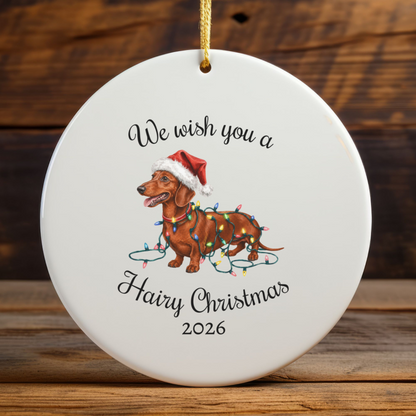 Red Dachshund Christmas Lights Ornament