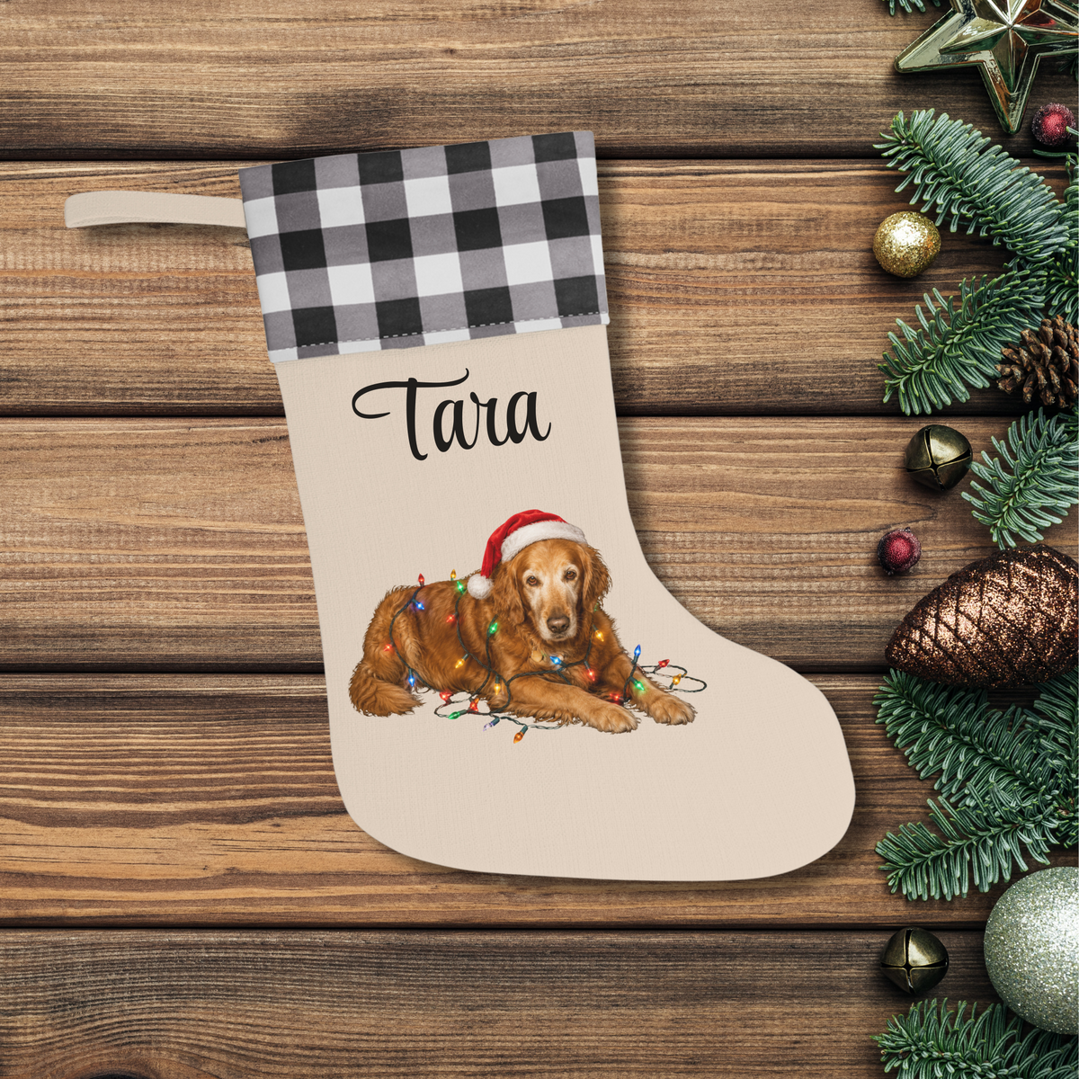 Personalized Dog Photo Christmas Stocking Custom Pet Name Holiday Decor