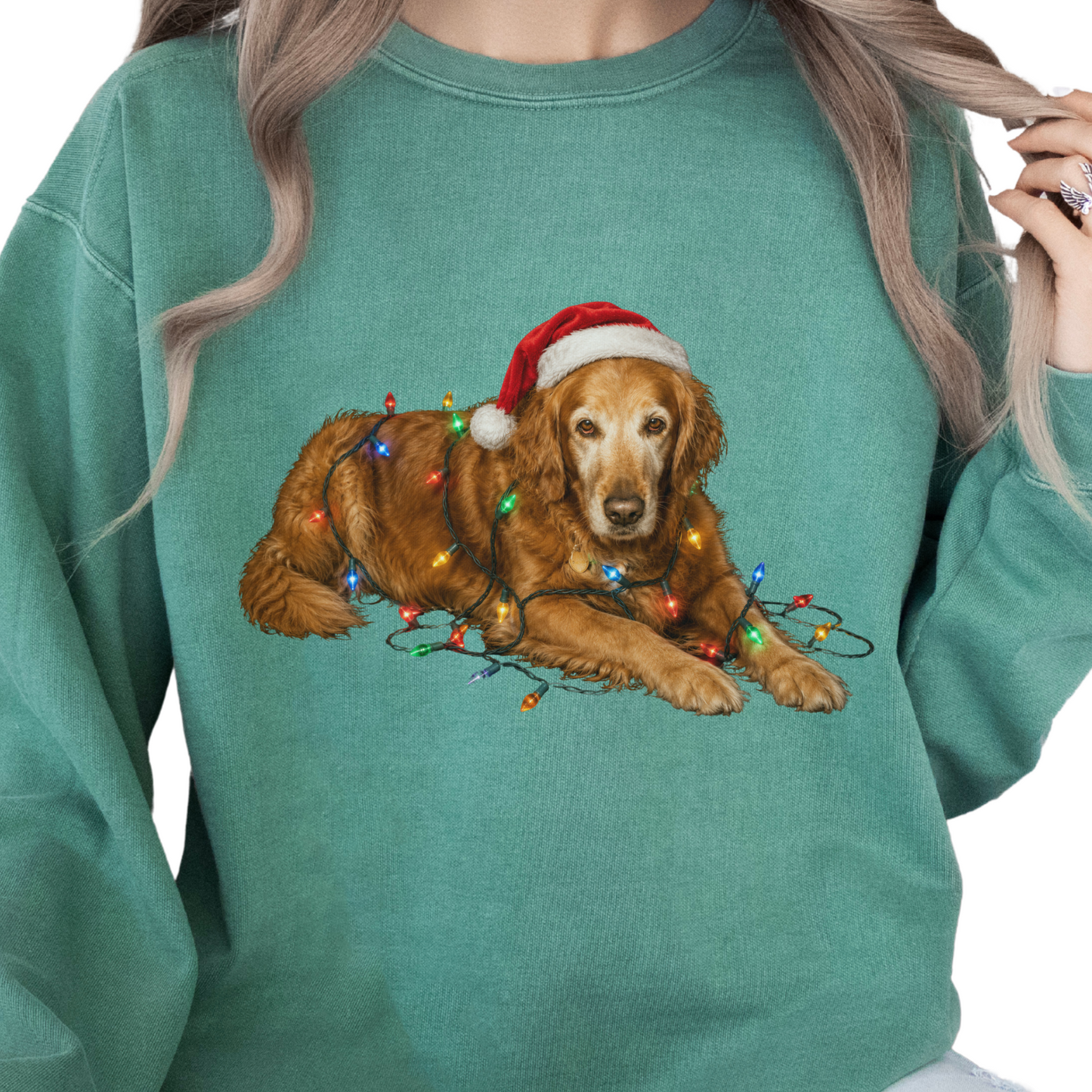 Personalized Dog Photo Christmas Sweatshirt Custom Pet Holiday Crewneck Gift