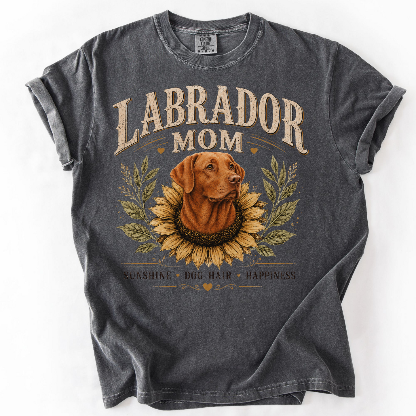 Fox Red Lab Mom Shirt, Labrador Retriever Sunflower Tee, Vintage Dog Lover Gift