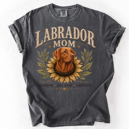 Fox Red Lab Mom Shirt, Labrador Retriever Sunflower Tee, Vintage Dog Lover Gift