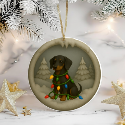 Personalized Black & Tan Dachshund Christmas 3D Clay-Style Dog Keepsake